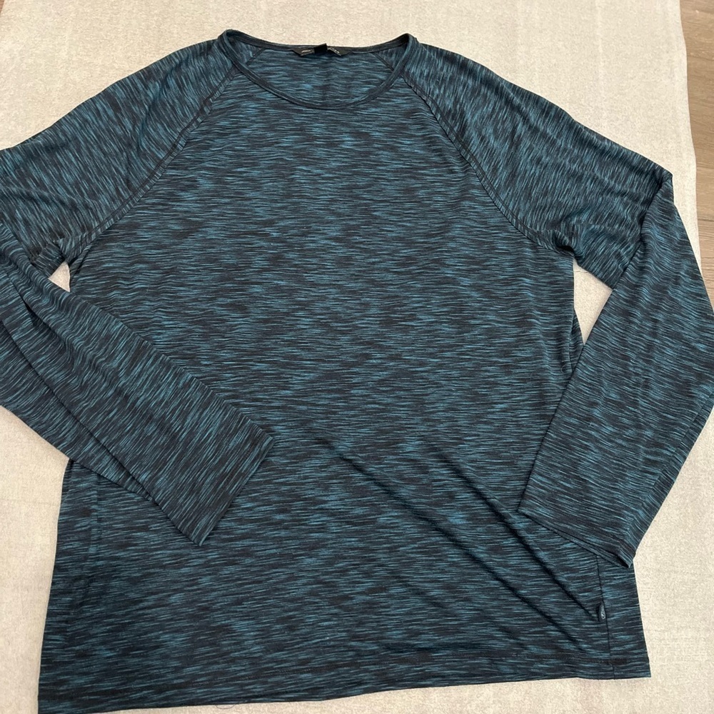 [XL]John Varvatos Blue and Black Pullover Long Sleeve Shirt